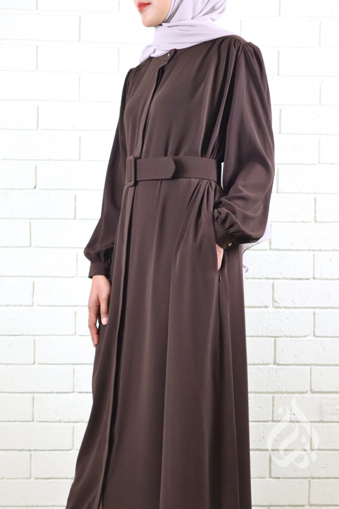 Classic Buttoned Dress - Dark Brown - Image 5