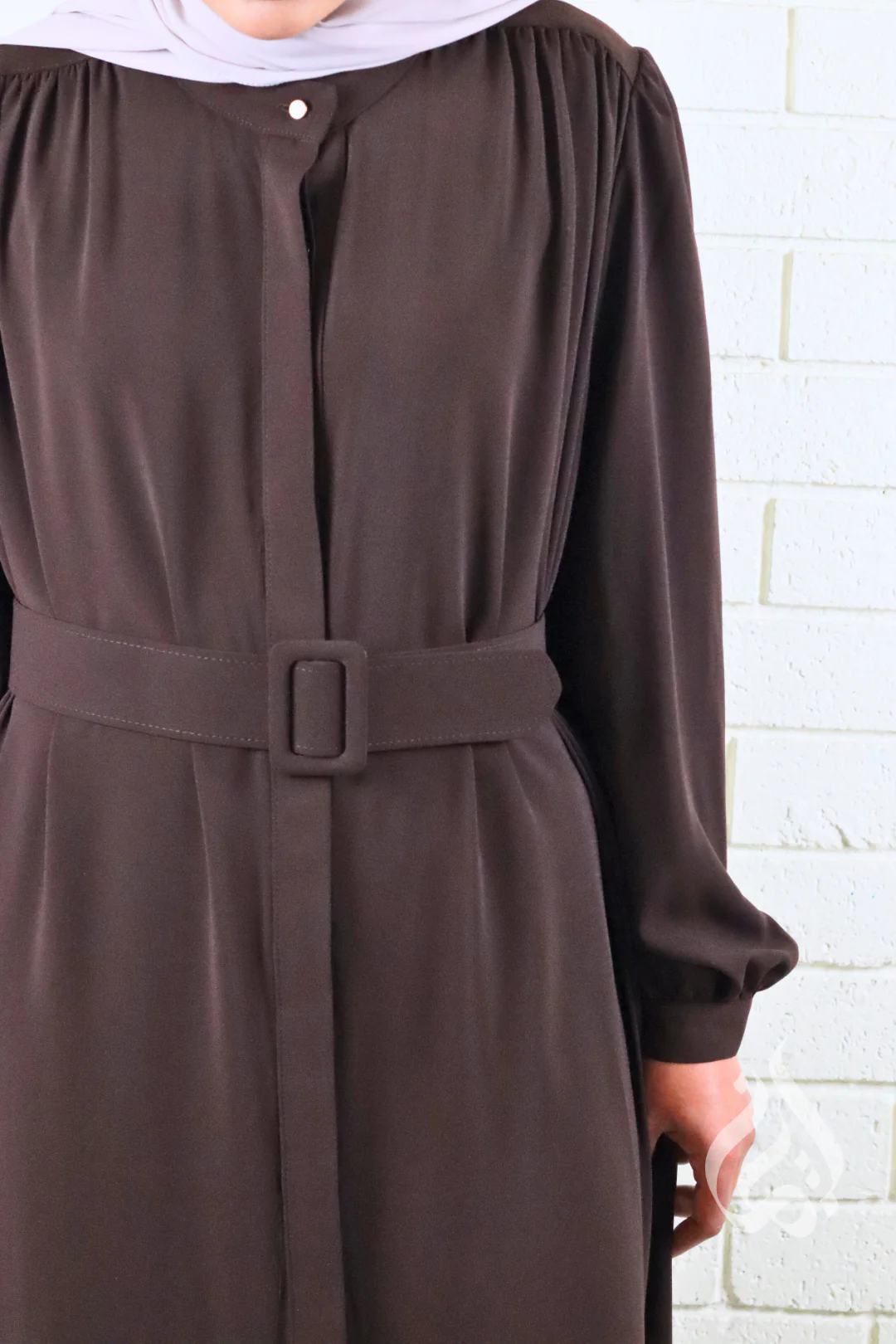 Classic Buttoned Dress - Dark Brown - Image 7