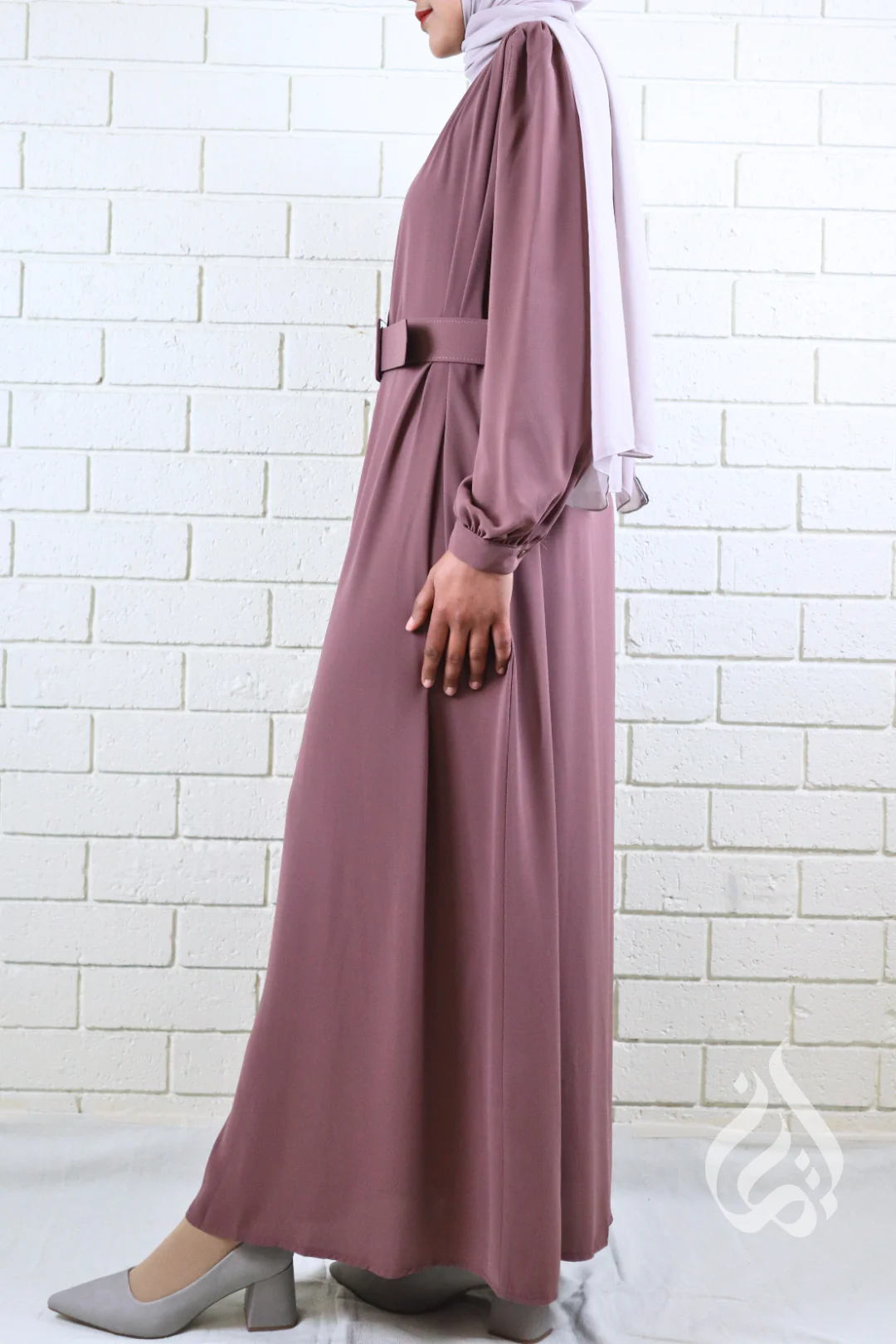 Classic Buttoned Dress - Mauve - Image 4