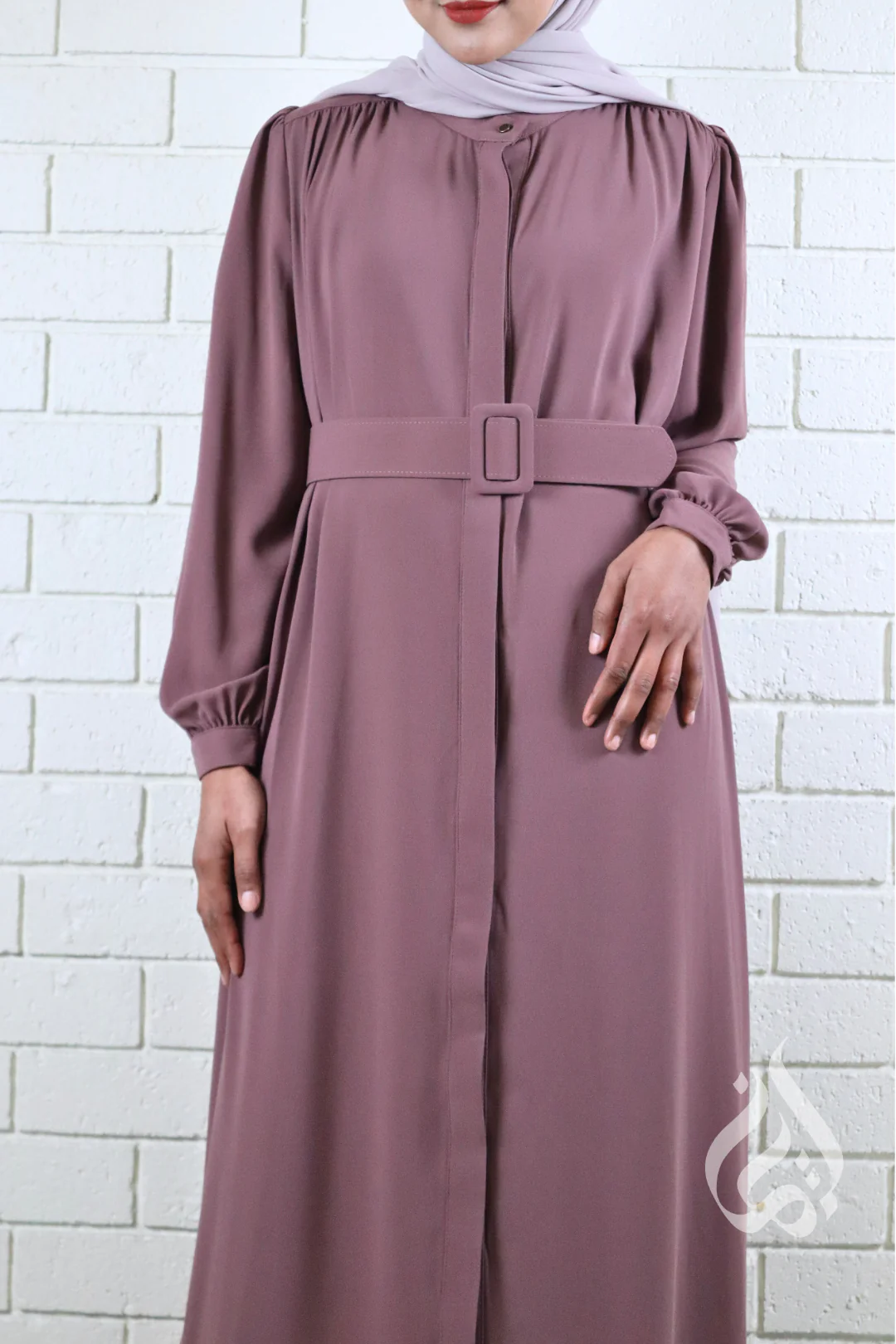 Classic Buttoned Dress - Mauve - Image 6