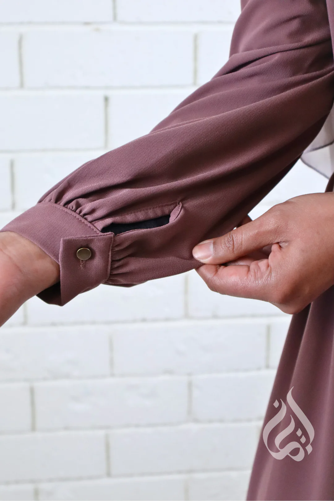 Classic Buttoned Dress - Mauve - Image 8