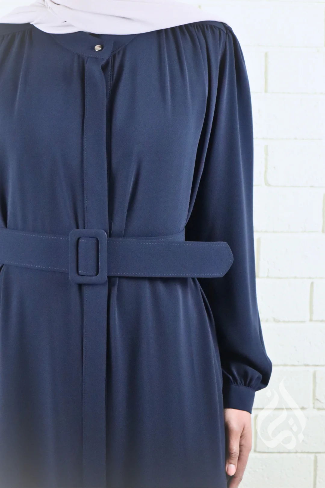 Classic Buttoned Dress - Navy Blue - Image 5