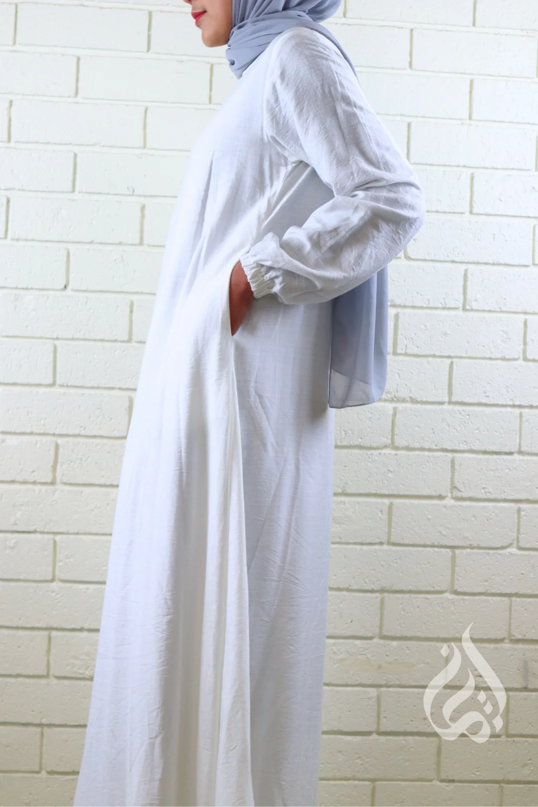 Plain Classic Dress - White - Image 5