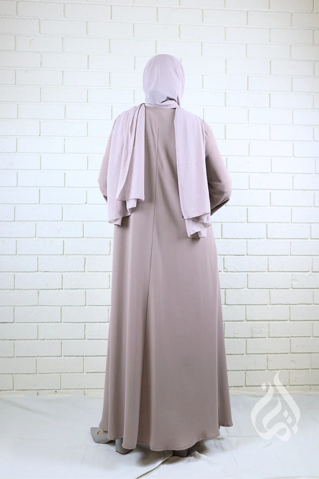 Front Zipped Abaya - Light Mocha - Image 7